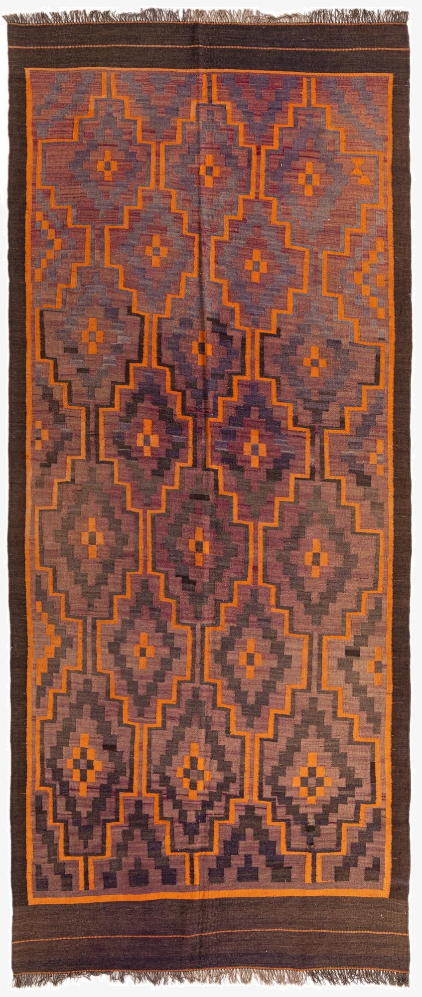  4' 8 x 11'  Hand Woven Kilim Fars Wool Runner Rug