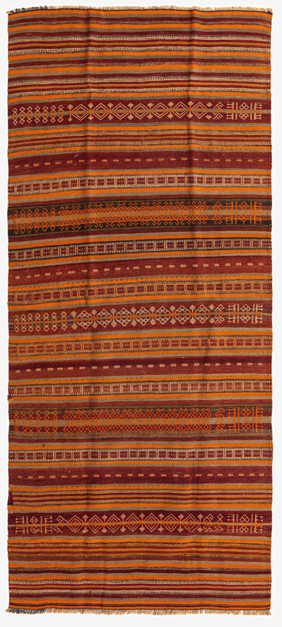  3' 10 x 9' 2  Hand Woven Kilim Fars Wool Runner Rug