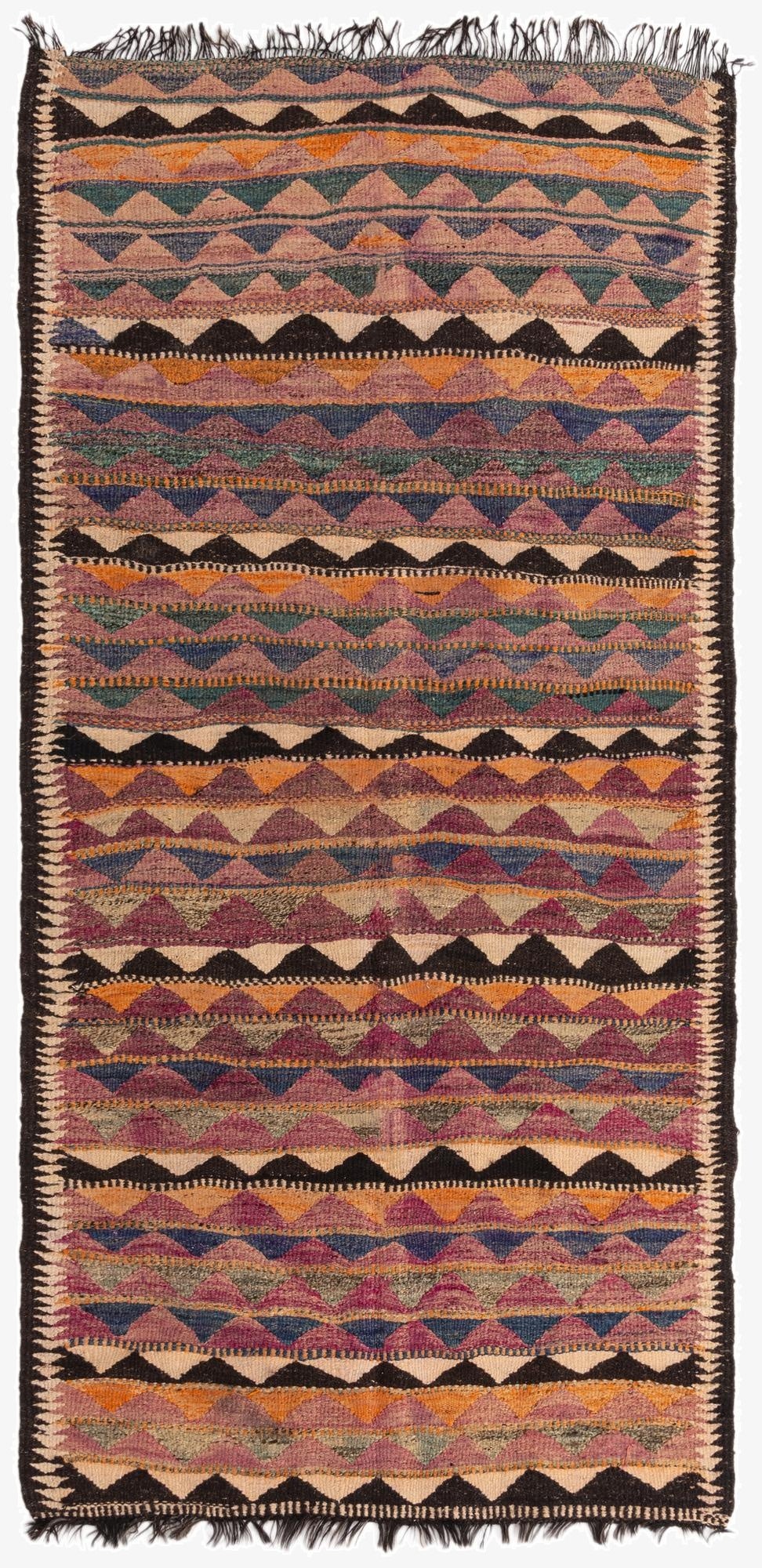  4' 8 x 9'  Hand Woven Kilim Fars Wool Runner Rug