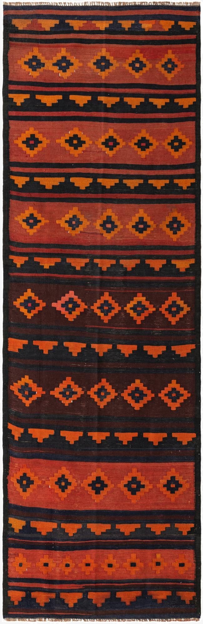  3' 4 x 11'  Hand Woven Kilim Fars Wool Runner Rug