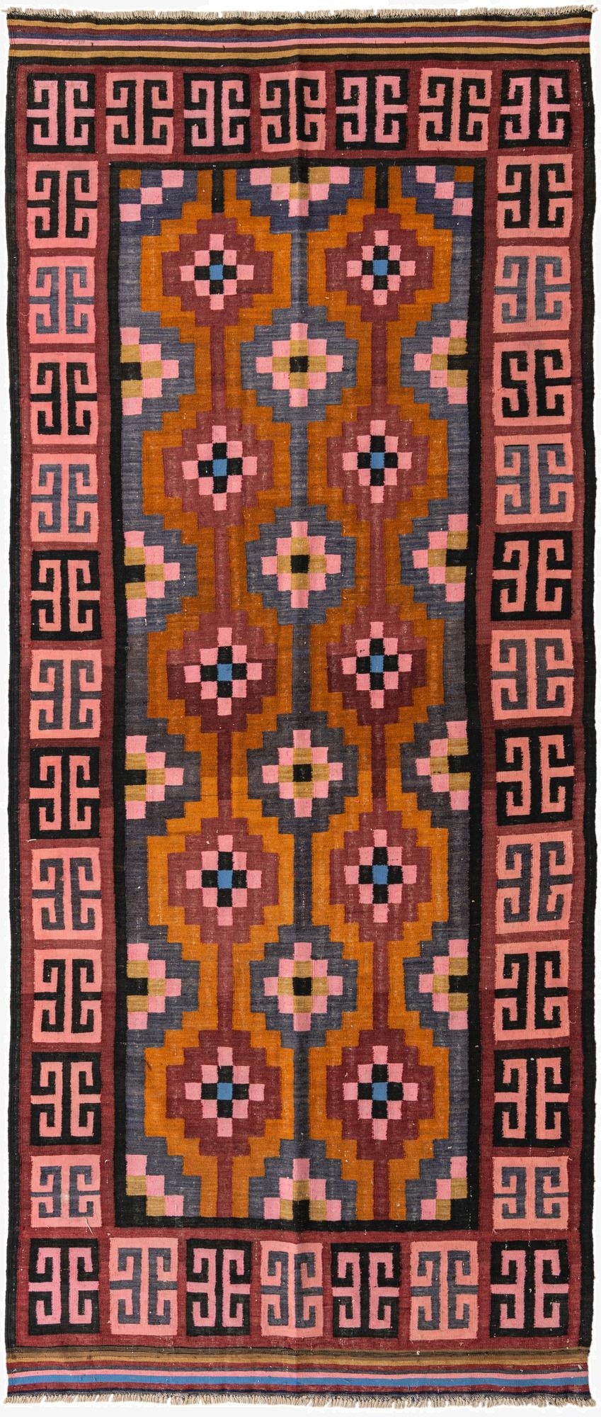  4' 10 x 12'  Hand Woven Kilim Fars Wool Runner Rug