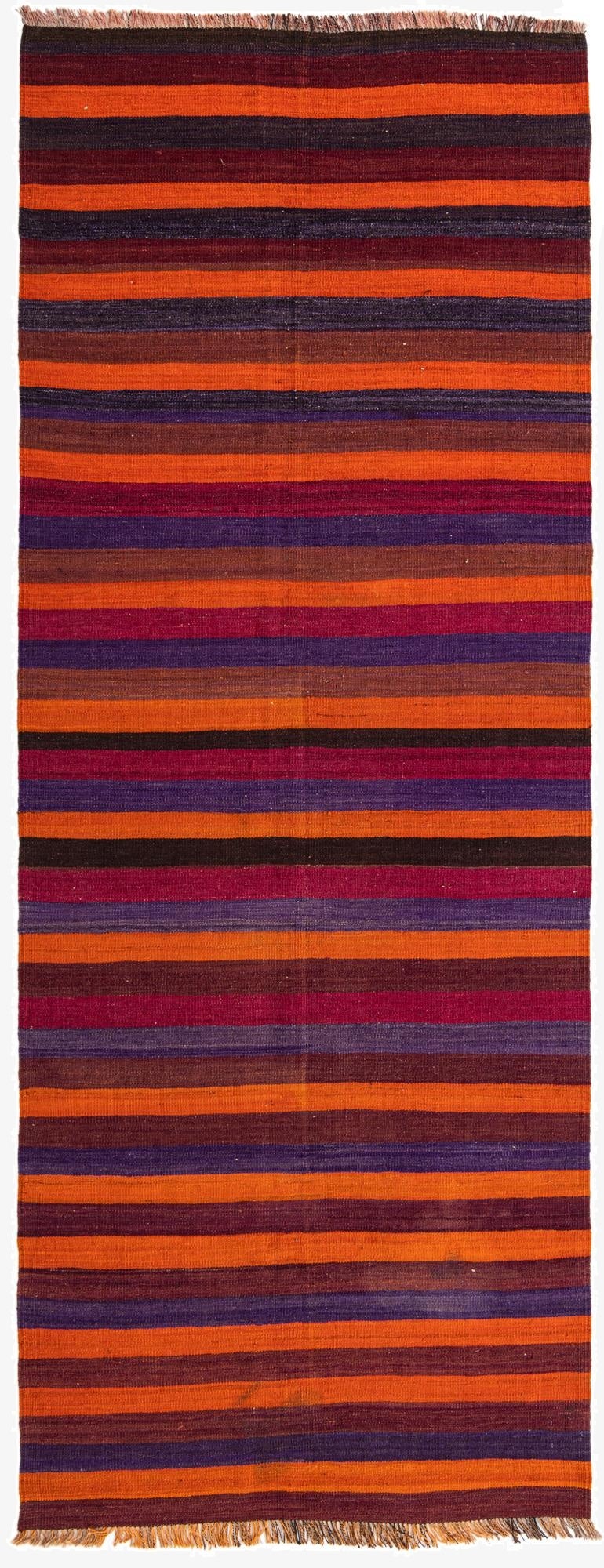  4' 9 x 12' 3  Hand Woven Kilim Fars Wool Runner Rug