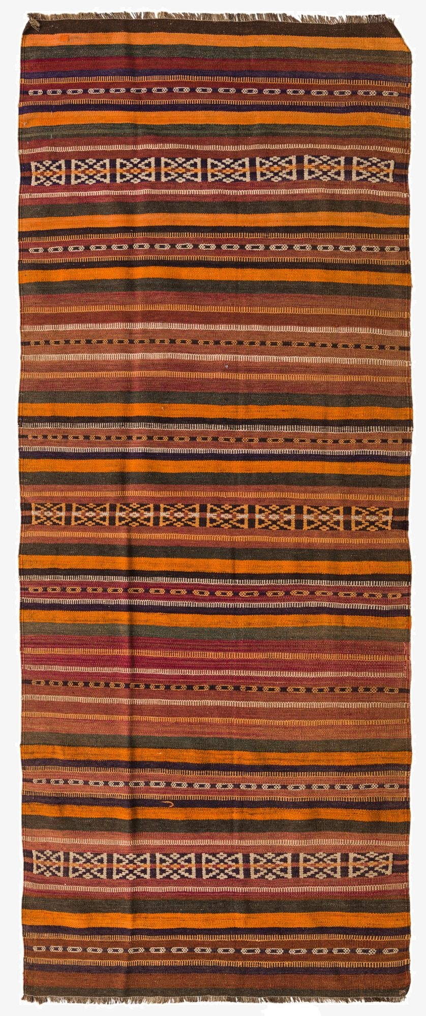  3' 10 x 9' 8  Hand Woven Kilim Fars Wool Runner Rug