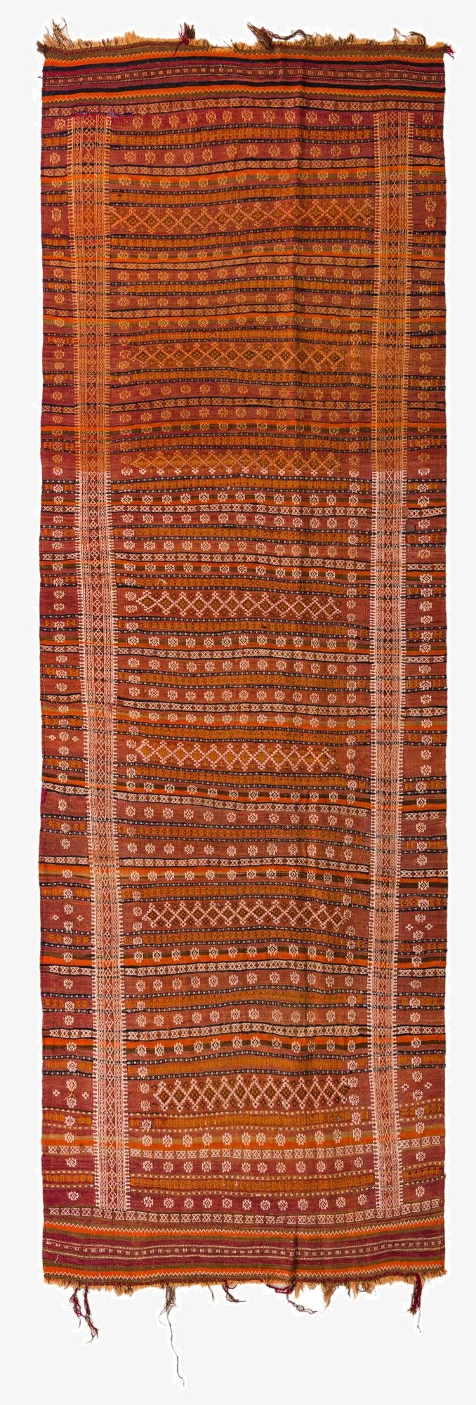  4' 6 x 13'  Hand Woven Kilim Fars Wool Runner Rug