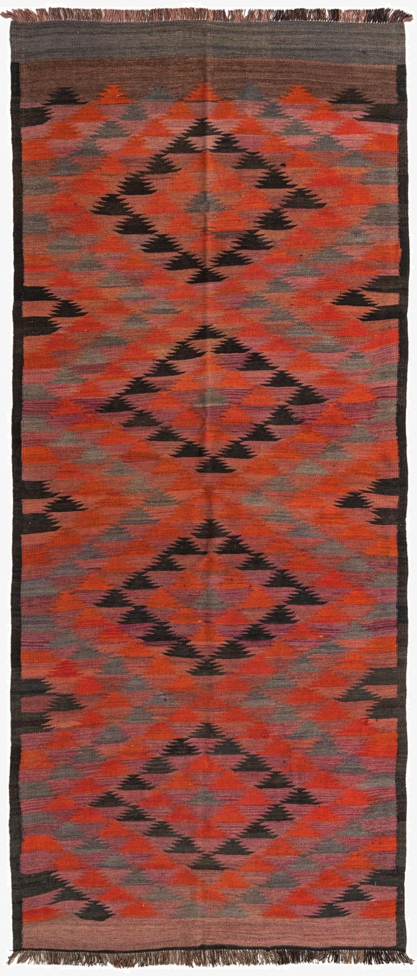  4' 6 x 10' 9  Hand Woven Kilim Fars Wool Runner Rug