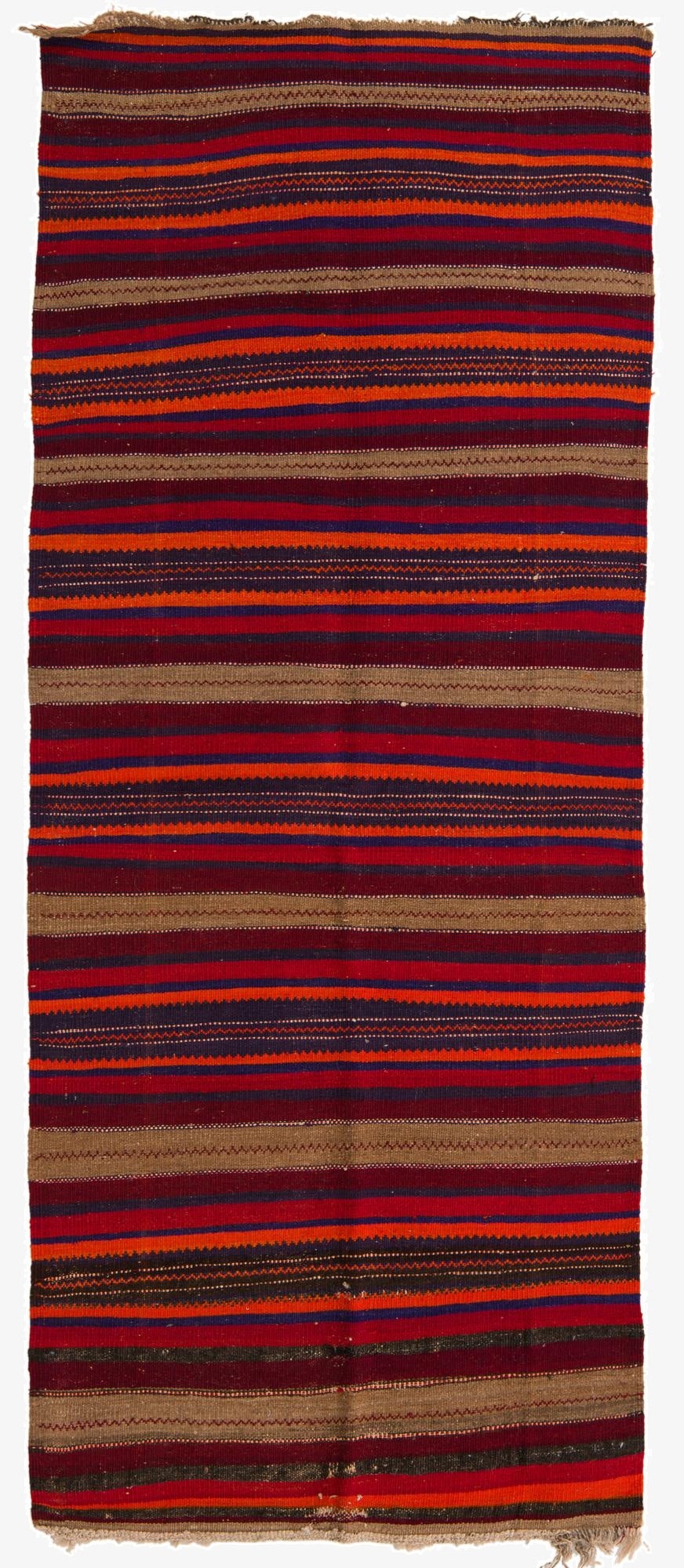  3' 3 x 8' 1  Hand Woven Kilim Fars Wool Runner Rug