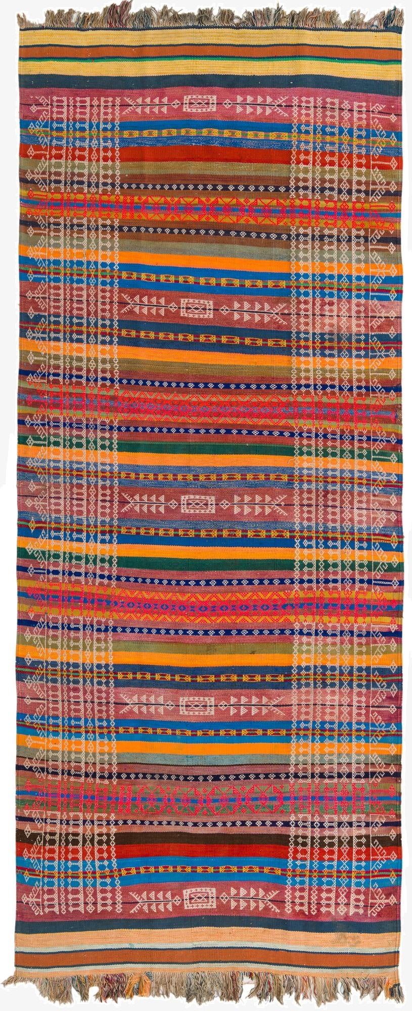  3' 9 x 10'  Hand Woven Kilim Fars Wool Runner Rug