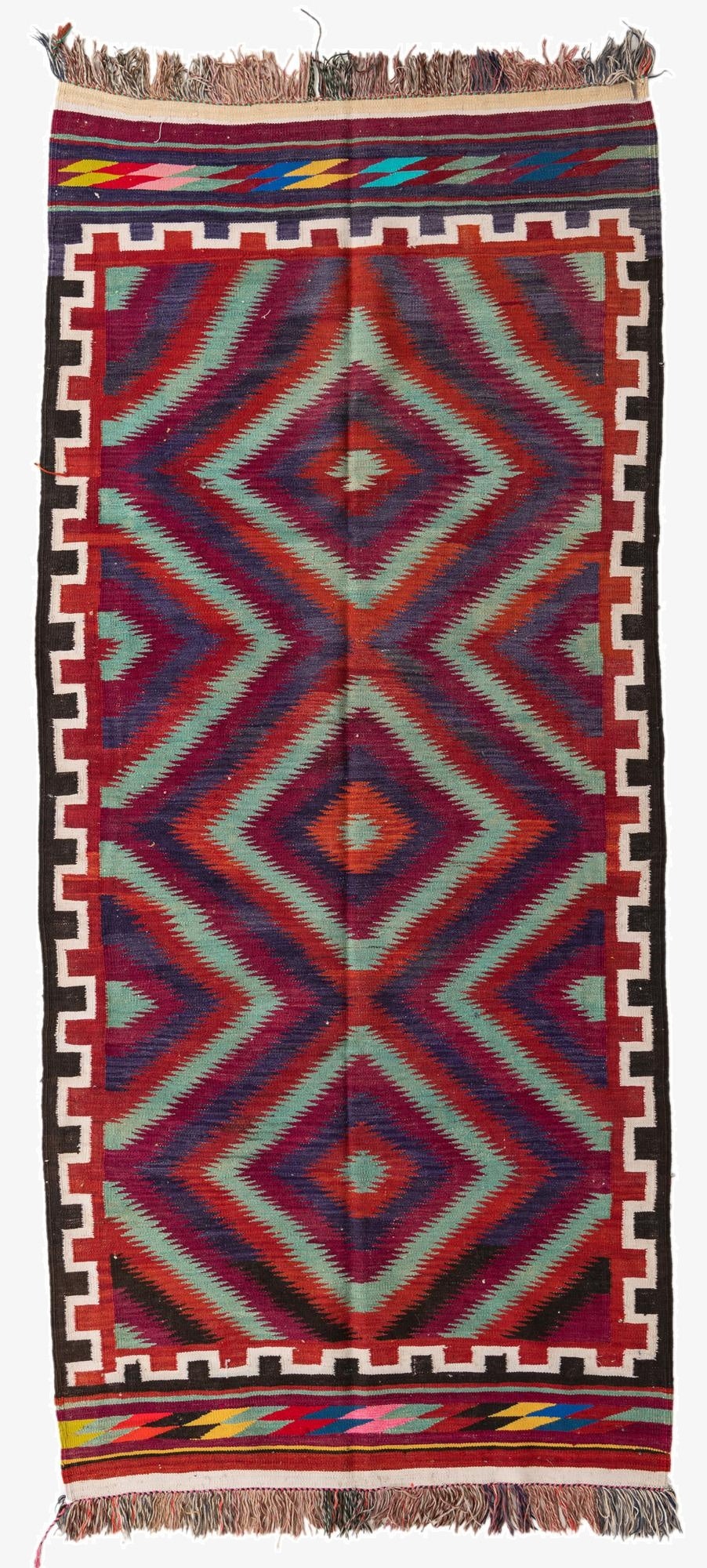  4' 7 x 10' 2  Hand Woven Kilim Fars Wool Runner Rug