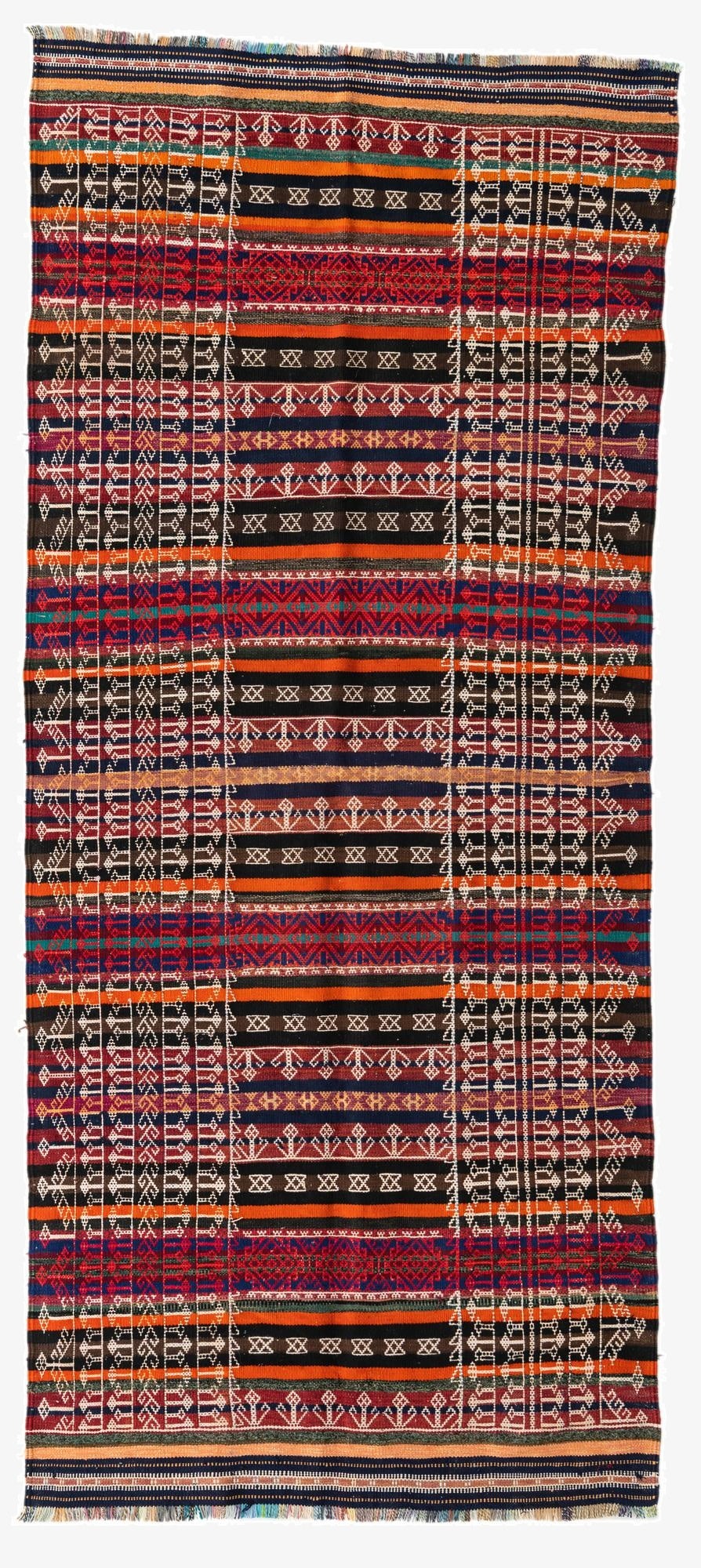  4' x 9' 2  Hand Woven Kilim Fars Wool Runner Rug