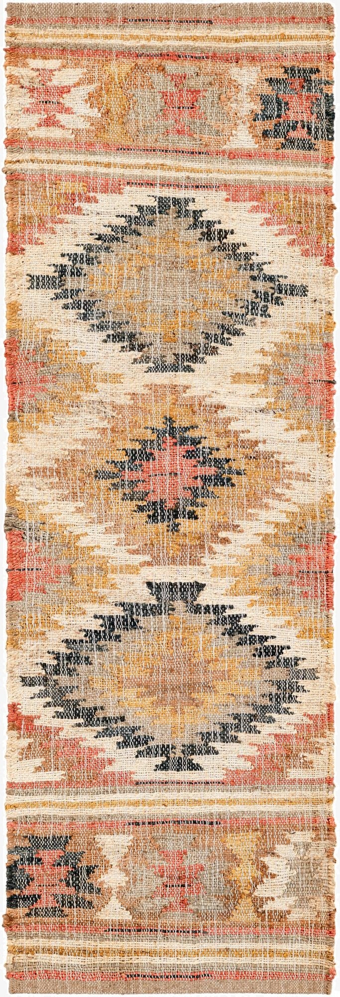  2' x 6' 1  Hand Woven Kilim Jute Runner Rug