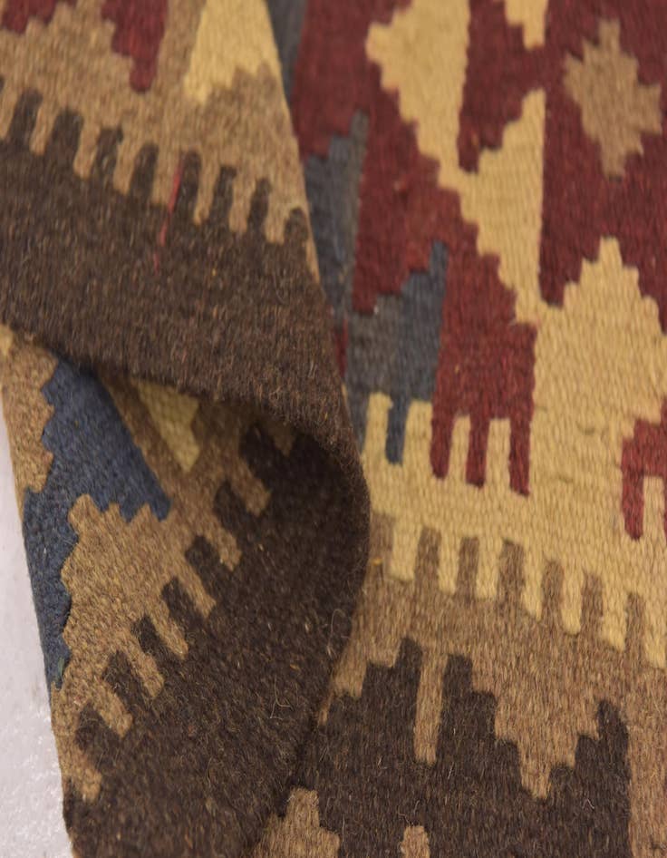 Detail image of  2' x 6' 6  Hand Woven Kilim Maymana Wool Runner Rug