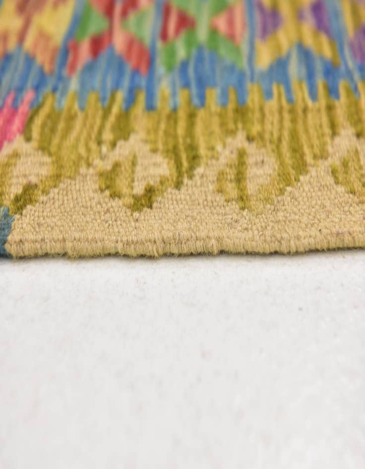 Detail image of  3' 3 x 6' 2  Hand Woven Kilim Maymana Wool Runner Rug