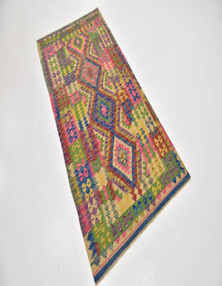 Detail image of  3' 6 x 6' 8  Hand Woven Kilim Maymana Wool Runner Rug