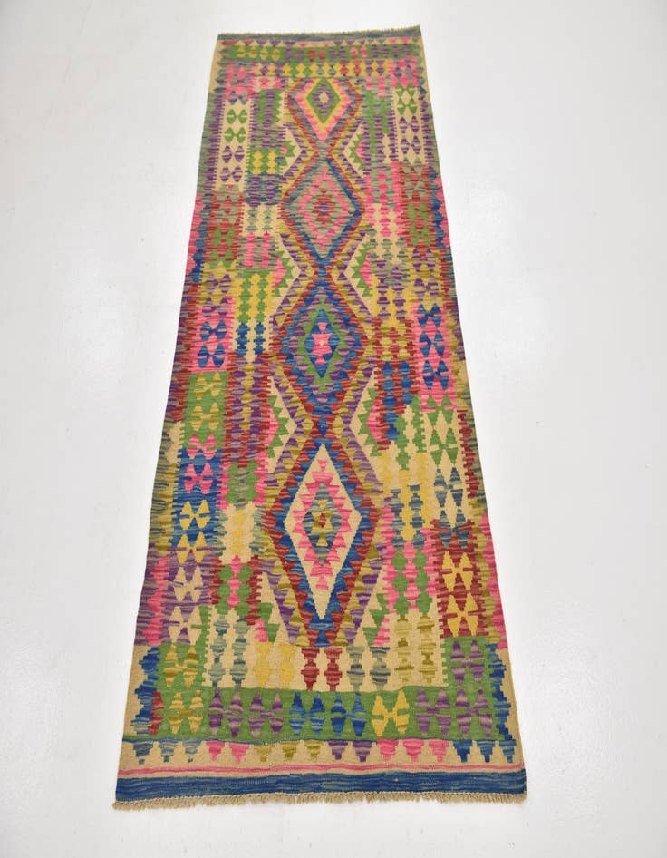 Detail image of  3' 6 x 6' 8  Hand Woven Kilim Maymana Wool Runner Rug