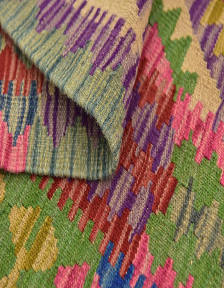 Detail image of  3' 6 x 6' 8  Hand Woven Kilim Maymana Wool Runner Rug