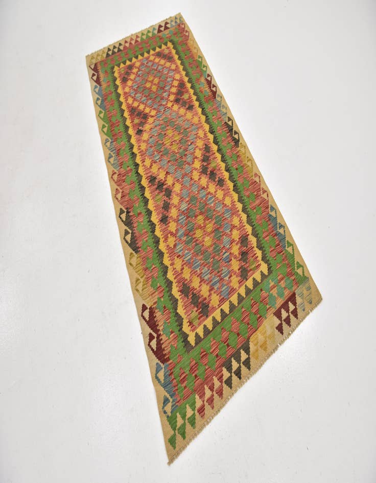 Detail image of  3' 3 x 6' 6  Hand Woven Kilim Maymana Wool Runner Rug