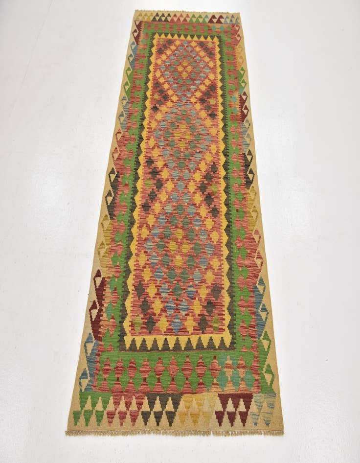 Detail image of  3' 3 x 6' 6  Hand Woven Kilim Maymana Wool Runner Rug