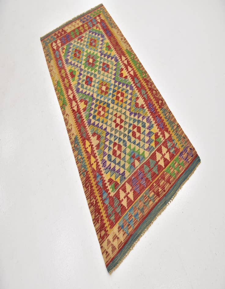 Detail image of  3' 4 x 6' 6  Hand Woven Kilim Maymana Wool Runner Rug