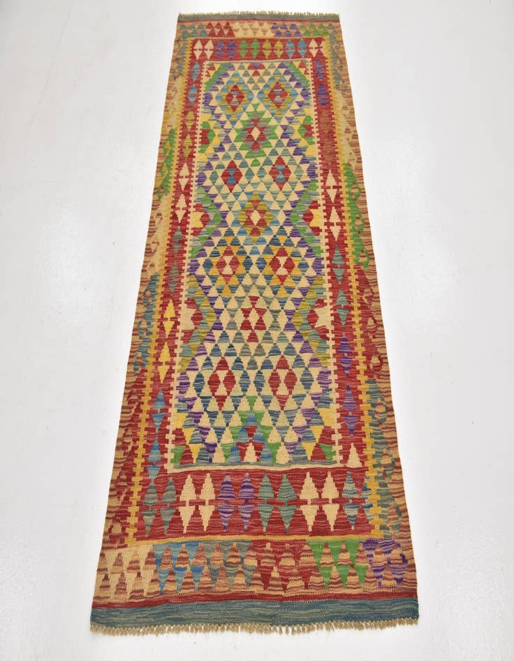 Detail image of  3' 4 x 6' 6  Hand Woven Kilim Maymana Wool Runner Rug