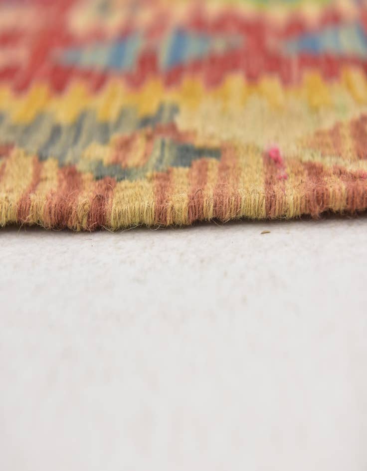 Detail image of  3' 4 x 6' 6  Hand Woven Kilim Maymana Wool Runner Rug