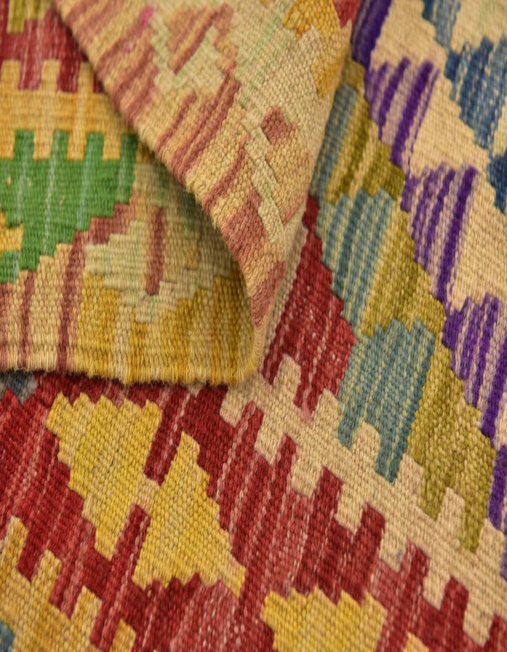Detail image of  3' 4 x 6' 6  Hand Woven Kilim Maymana Wool Runner Rug