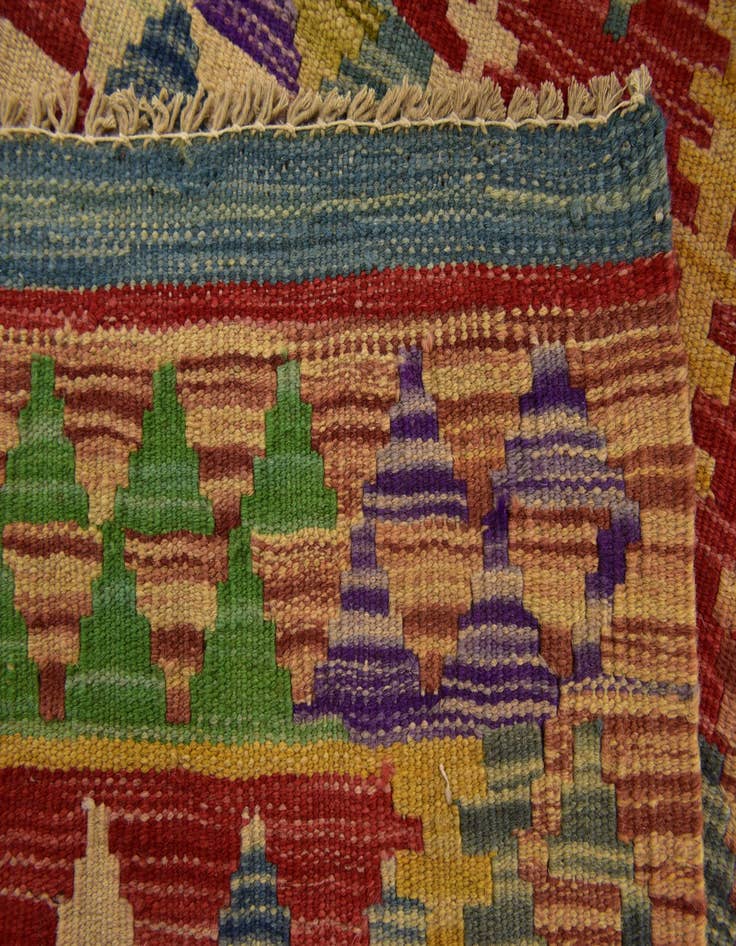 Detail image of  3' 4 x 6' 6  Hand Woven Kilim Maymana Wool Runner Rug