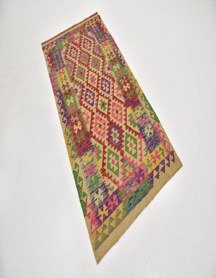 Detail image of  3' 4 x 6' 3  Hand Woven Kilim Maymana Wool Runner Rug