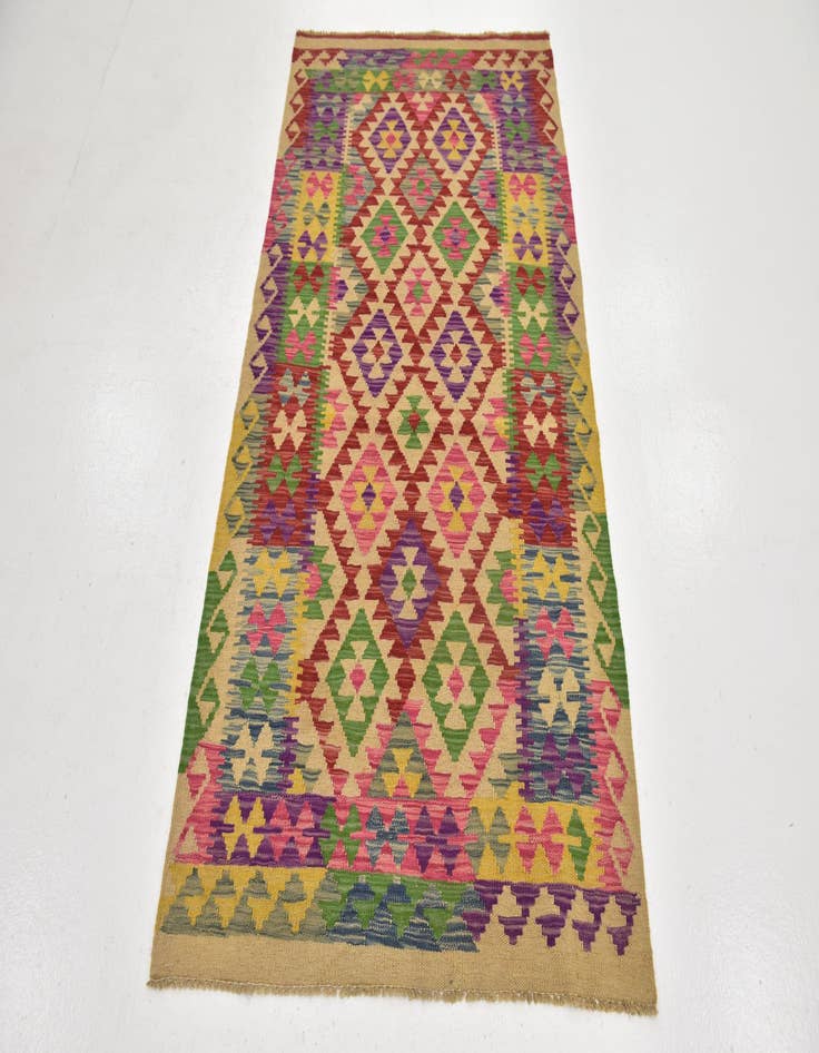 Detail image of  3' 4 x 6' 3  Hand Woven Kilim Maymana Wool Runner Rug