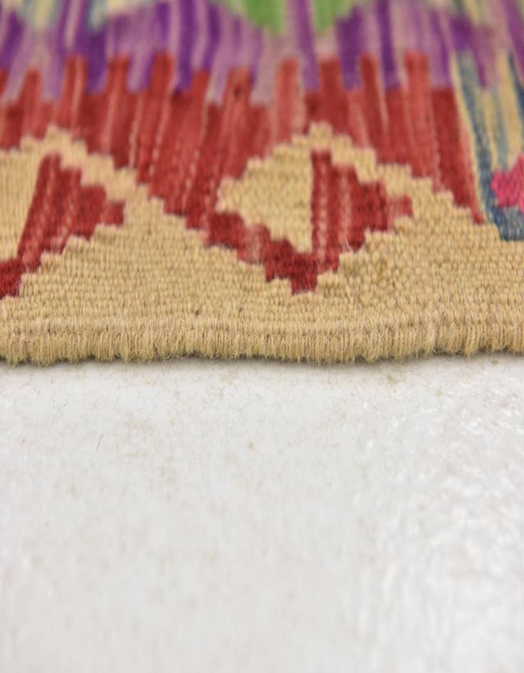 Detail image of  3' 4 x 6' 3  Hand Woven Kilim Maymana Wool Runner Rug