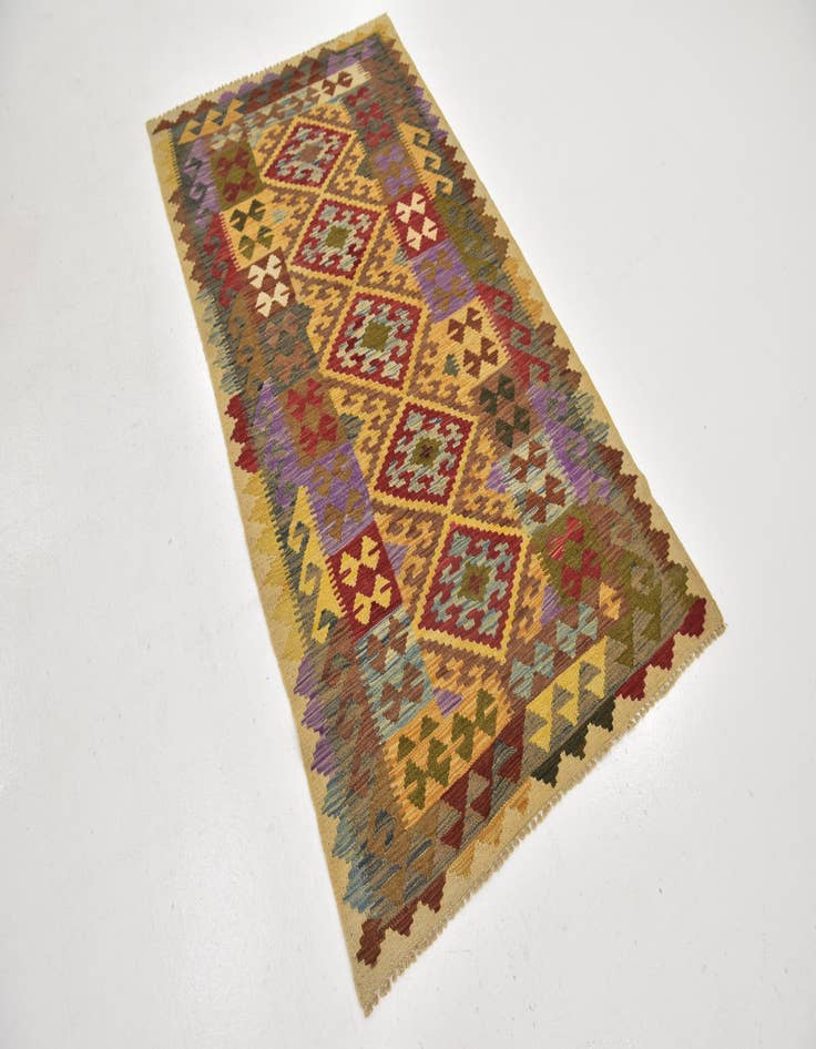 Detail image of  3' 4 x 6' 2  Hand Woven Kilim Maymana Wool Runner Rug