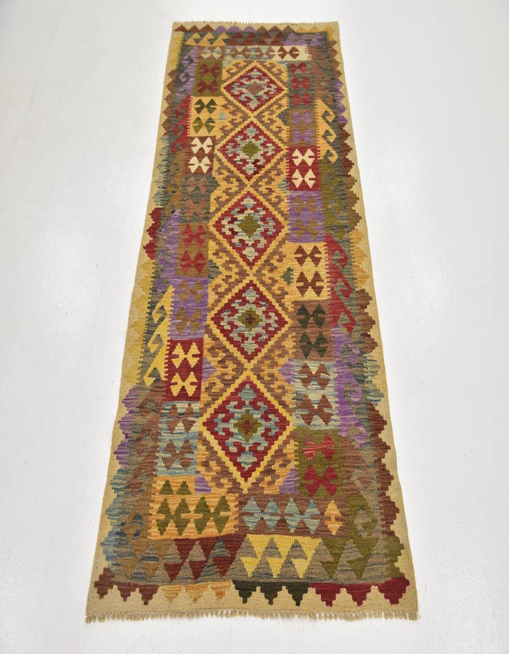 Detail image of  3' 4 x 6' 2  Hand Woven Kilim Maymana Wool Runner Rug