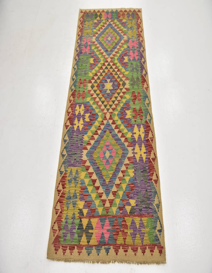 Detail image of  3' 3 x 6' 5  Hand Woven Kilim Maymana Wool Runner Rug