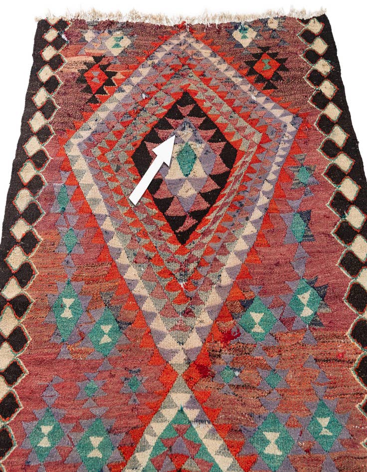 Detail image of  4' 4 x 9' 7  Hand Woven Kilim Maymana Runner Rug