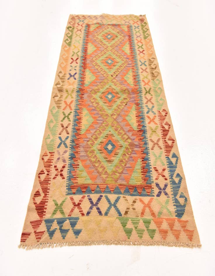 Detail image of  3' 5 x 6' 7  Hand Woven Kilim Maymana Wool Runner Rug