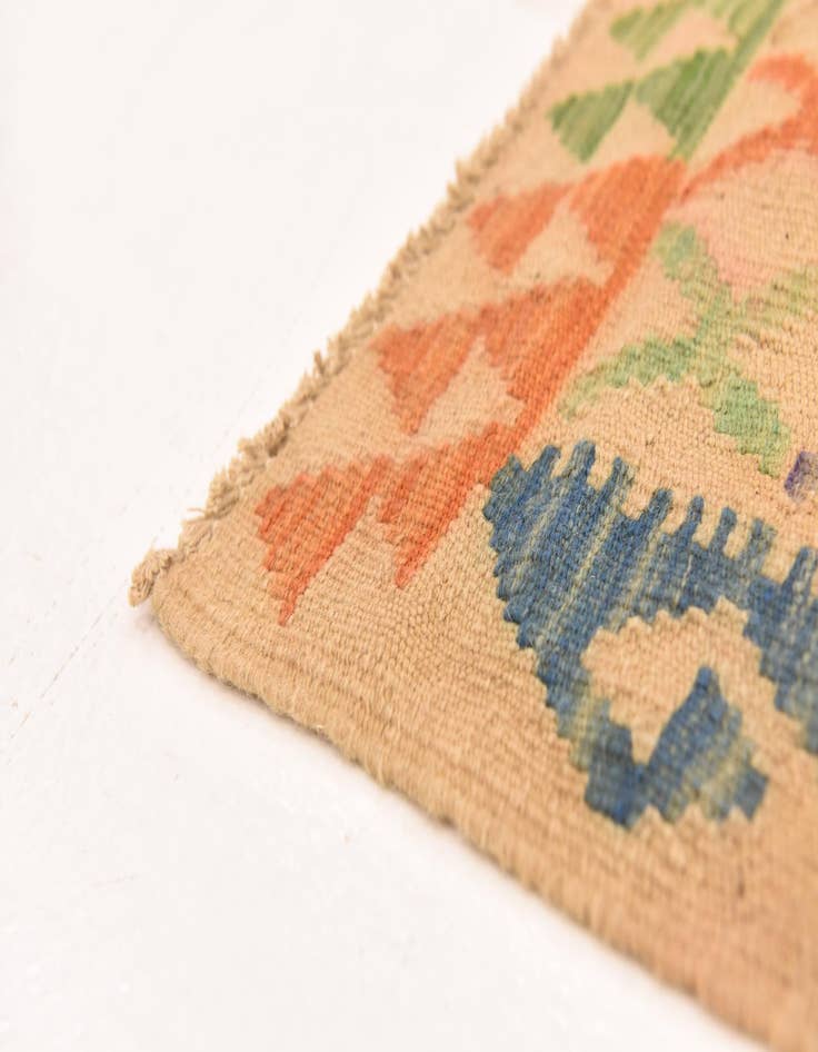Detail image of  3' 5 x 6' 7  Hand Woven Kilim Maymana Wool Runner Rug