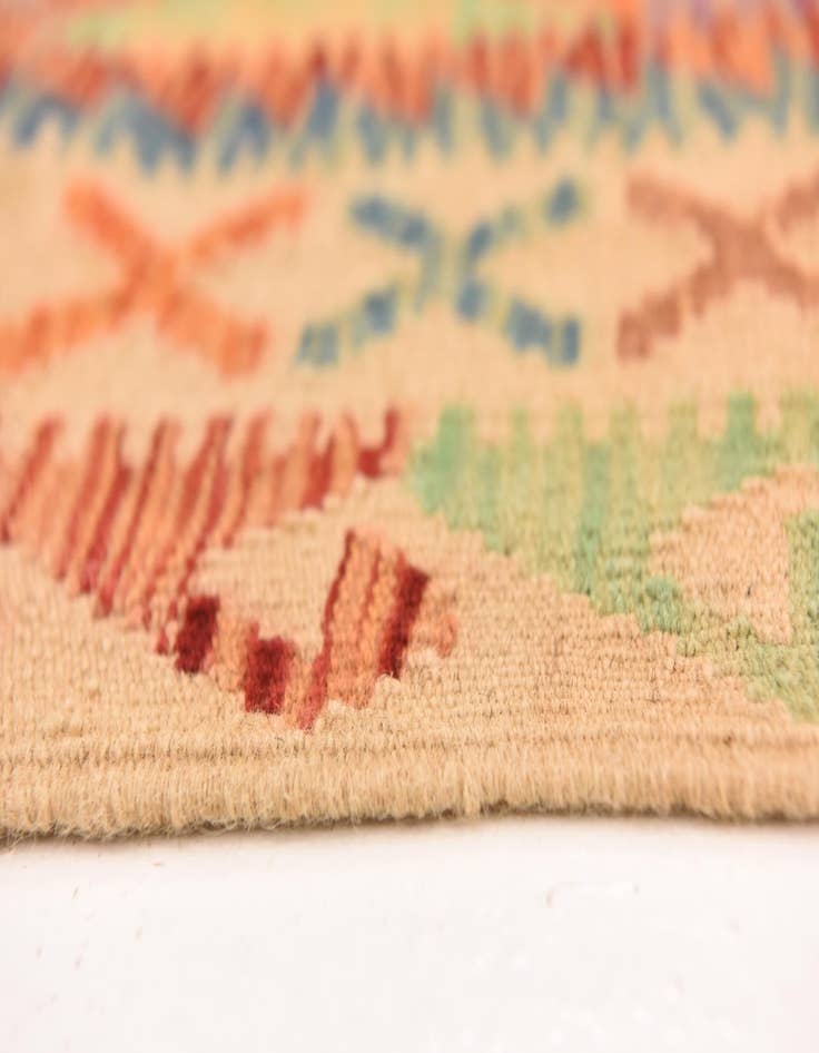 Detail image of  3' 5 x 6' 7  Hand Woven Kilim Maymana Wool Runner Rug