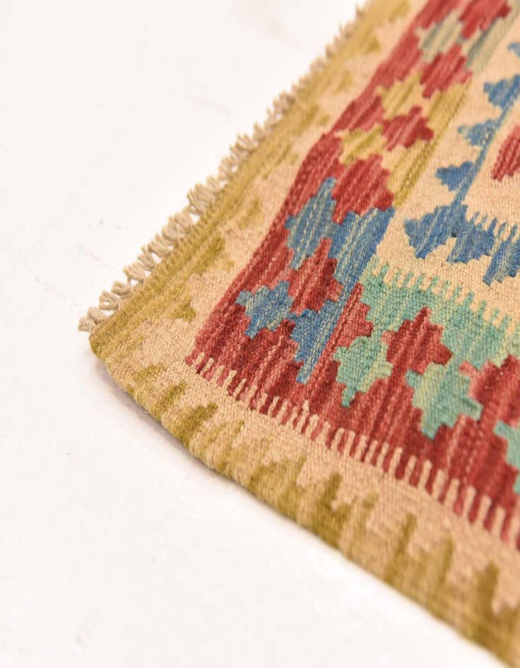 Detail image of  3' 5 x 6' 7  Hand Woven Kilim Maymana Wool Runner Rug