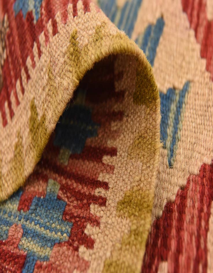 Detail image of  3' 5 x 6' 7  Hand Woven Kilim Maymana Wool Runner Rug