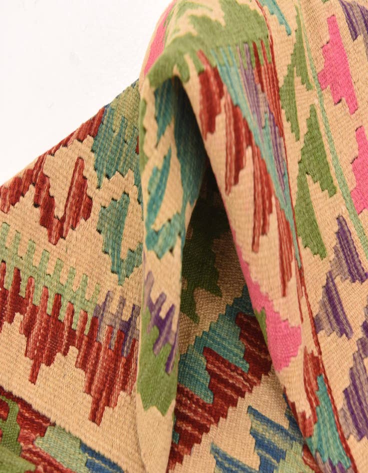 Detail image of  2' 3 x 6' 5  Hand Woven Kilim Maymana Wool Runner Rug