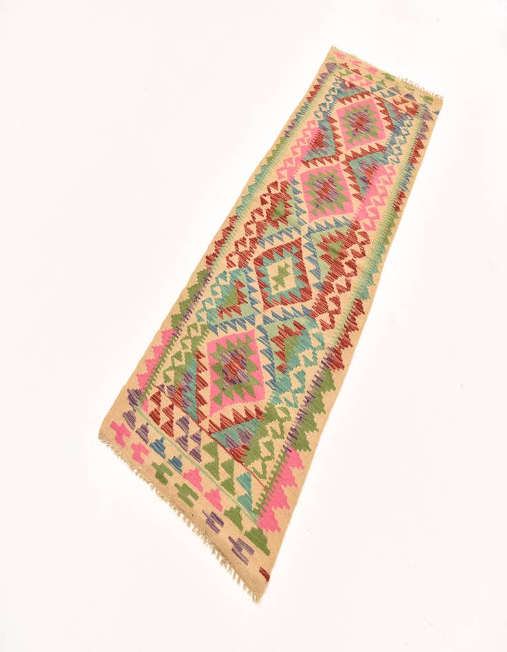 Detail image of  2' 3 x 6' 5  Hand Woven Kilim Maymana Wool Runner Rug