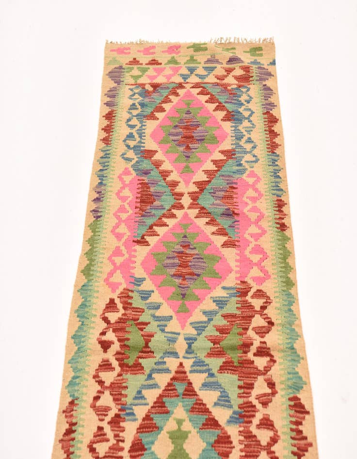 Detail image of  2' 3 x 6' 5  Hand Woven Kilim Maymana Wool Runner Rug