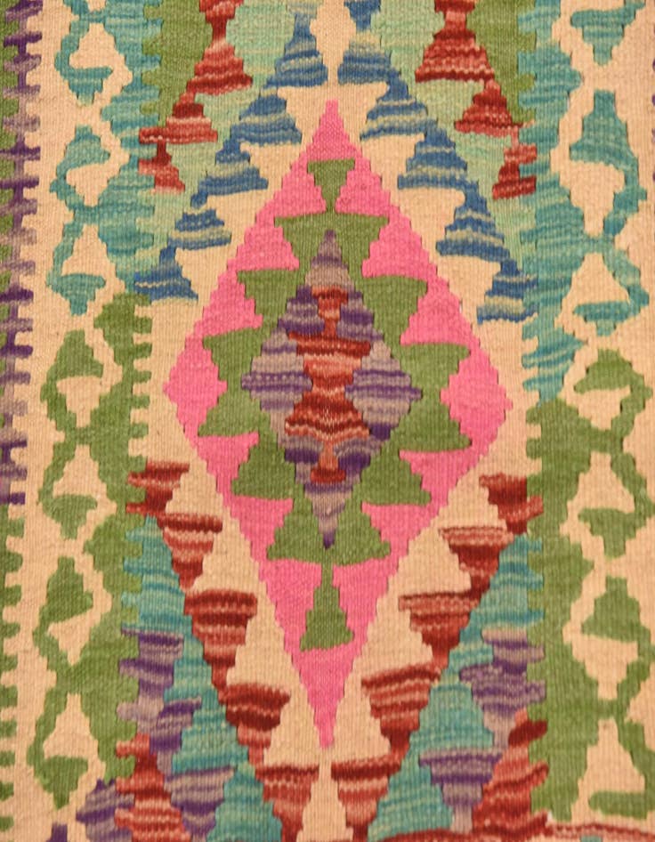 Detail image of  2' 3 x 6' 5  Hand Woven Kilim Maymana Wool Runner Rug