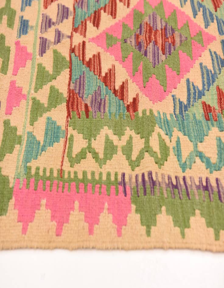 Detail image of  2' 3 x 6' 5  Hand Woven Kilim Maymana Wool Runner Rug