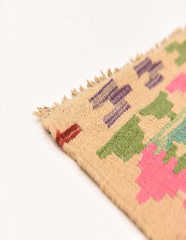 Detail image of  2' 3 x 6' 5  Hand Woven Kilim Maymana Wool Runner Rug