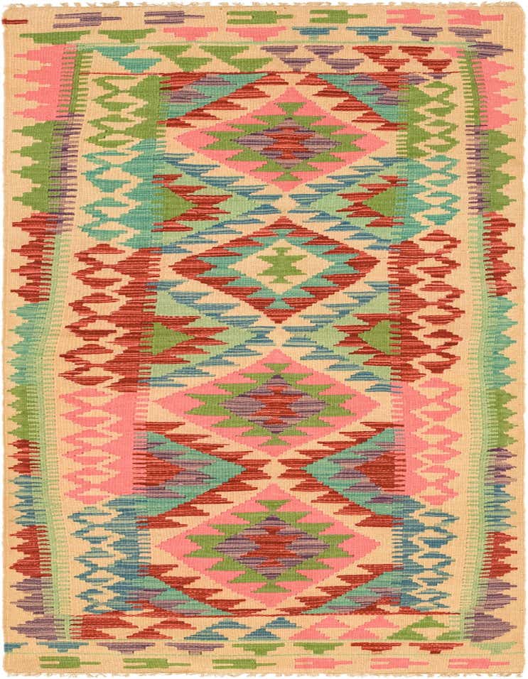 Primary image  2' 3 x 6' 5  Hand Woven Kilim Maymana Wool Runner Rug