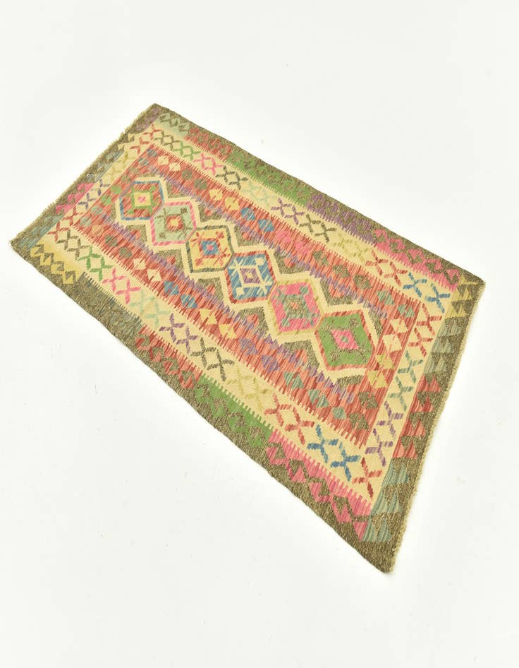 Detail image of  3' 4 x 6' 4  Hand Woven Kilim Maymana Wool Runner Rug