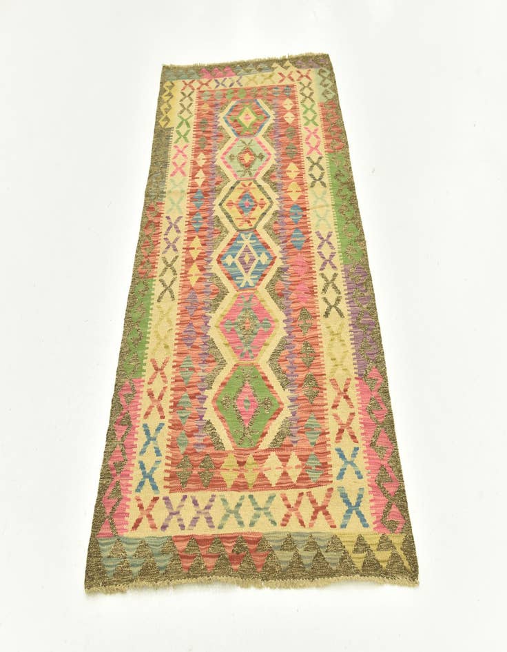 Detail image of  3' 4 x 6' 4  Hand Woven Kilim Maymana Wool Runner Rug