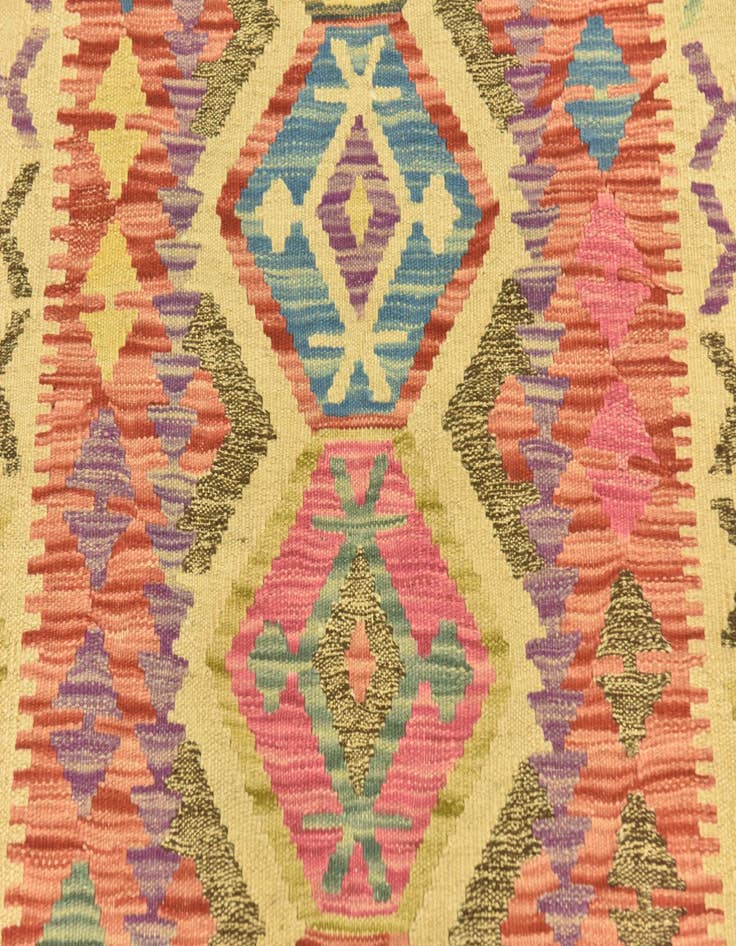 Detail image of  3' 4 x 6' 4  Hand Woven Kilim Maymana Wool Runner Rug