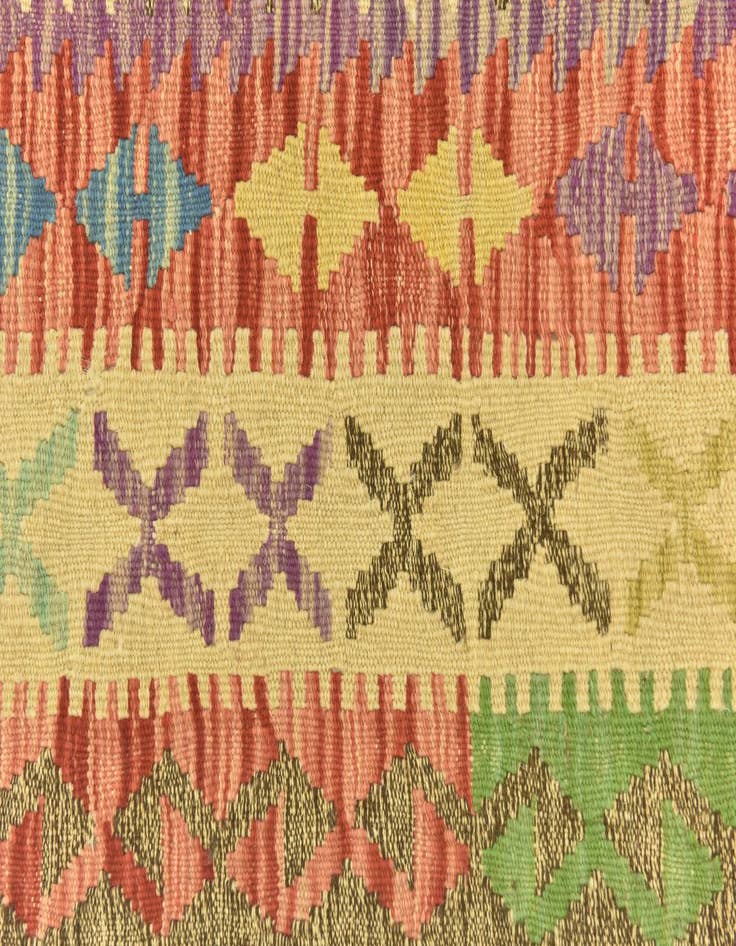 Detail image of  3' 4 x 6' 4  Hand Woven Kilim Maymana Wool Runner Rug