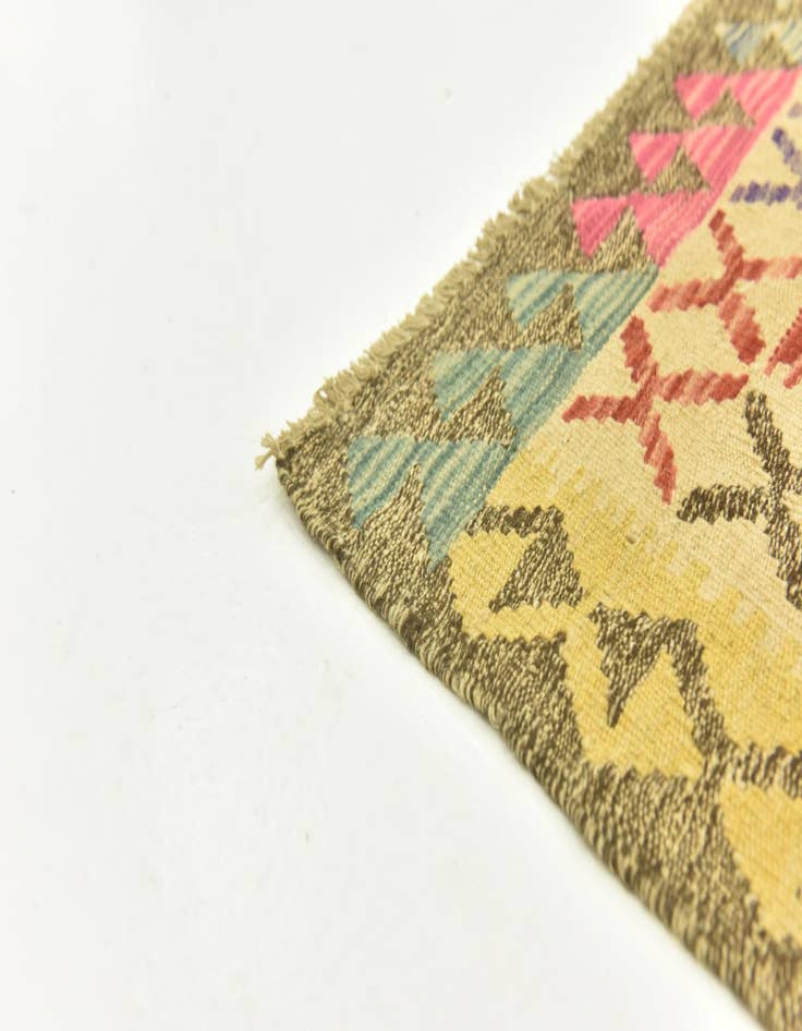 Detail image of  3' 4 x 6' 4  Hand Woven Kilim Maymana Wool Runner Rug